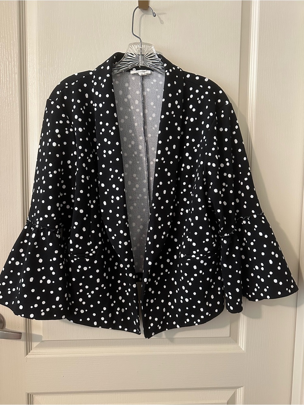 Maurices Black Blazer with White Polka Dots